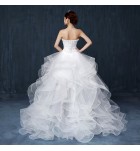 婚紗抹胸前短後長新娘結婚禮服 
