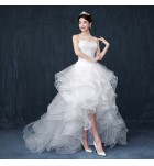 婚紗抹胸前短後長新娘結婚禮服 